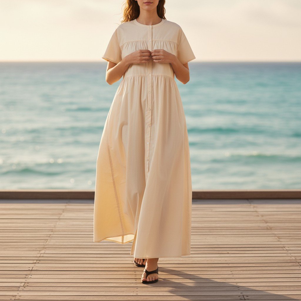 Bird & Knoll Palma Maxi Dress Ivory Cotton Poplin Nwt Size S — image 2 of 8
